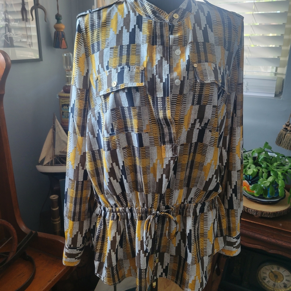 Michael Kors Brown and Yellow Knit Top